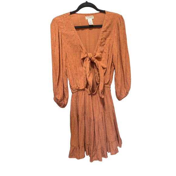 L*Space Stay Golden Metallic Boho Mini Dress Orange Size Small - Picture 2 of 7